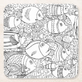 魚の刺激を受けたな学校 スクエアペーパーコースター (正面)