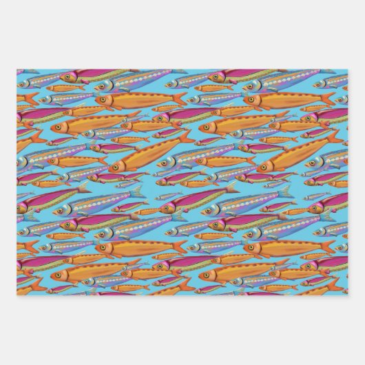魚の包カラフル装紙シート ラッピングペーパーシート (正面)
