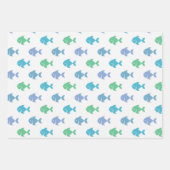 魚の包カラフル装紙フラットシートセット3 ラッピングペーパーシート (正面)