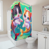 魚の友達と人魚の子猫たち シャワーカーテン (インサイチュ)