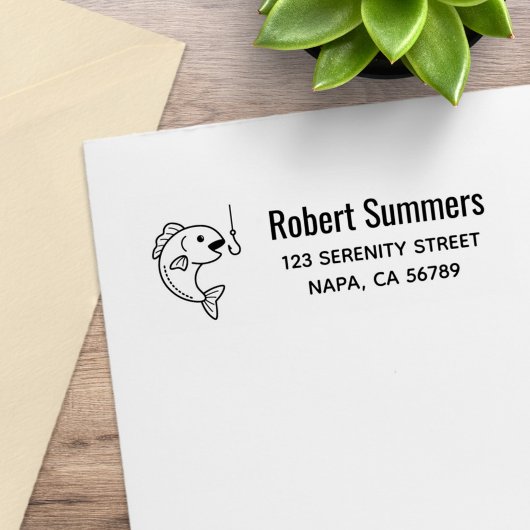 魚の噛み込み魚釣りフックアドレス ラバースタンプ