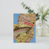 魚の地図のコラージュ ポストカード (スタンド正面)