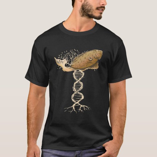 魚の塩水魚の漁師ヒラメ Tシャツ (正面)