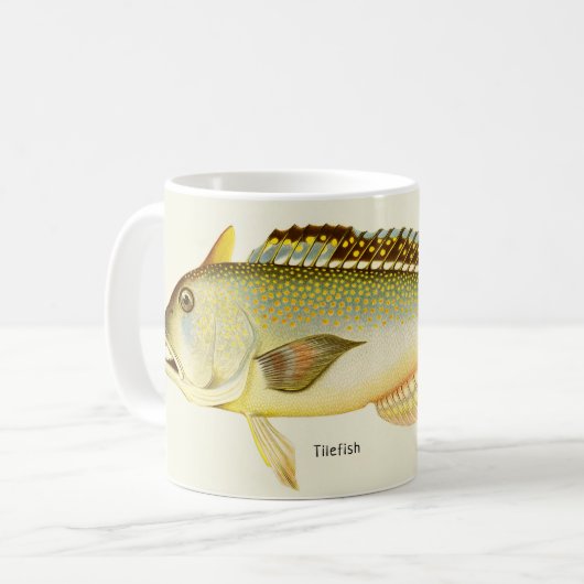魚の塩魚ヴィンテージ自然魚アート コーヒーマグカップ (正面左)