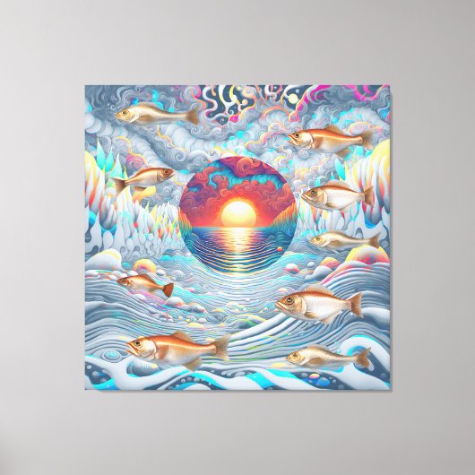 魚の夕日 キャンバスプリント (正面)