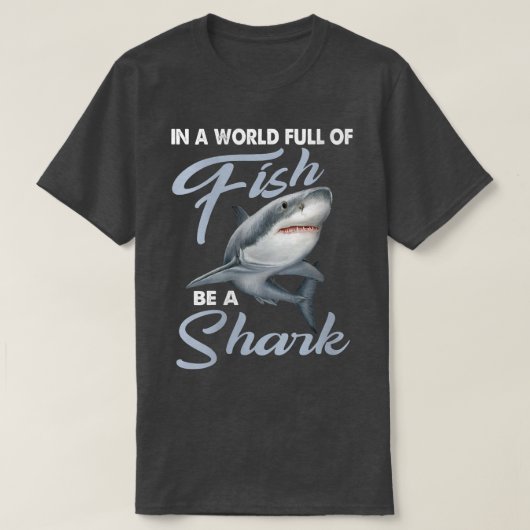 魚の多い世界の女性はサメであるVnEck Tシャツ (デザイン正面)