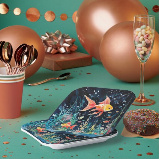 魚の夢の国、水族館の完成。 ペーパープレート (複数)