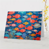 魚の大きな折り畳まれたグリーティングカード カード (黄色い花)