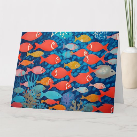 魚の大きな折り畳まれたグリーティングカード カード (正面)