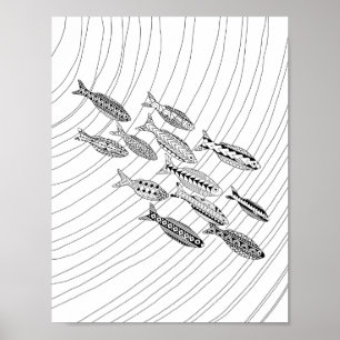 魚の大人色絵のポスター ポスター