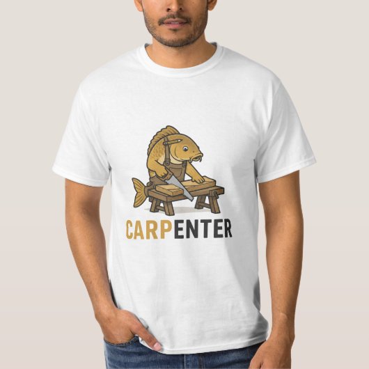 魚の大工ジョークデザイン Tシャツ (正面)
