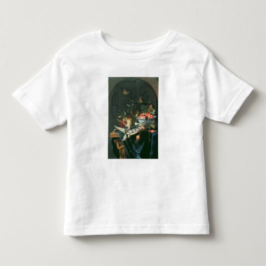 魚の大皿が付いている静物画 トドラーTシャツ (正面)