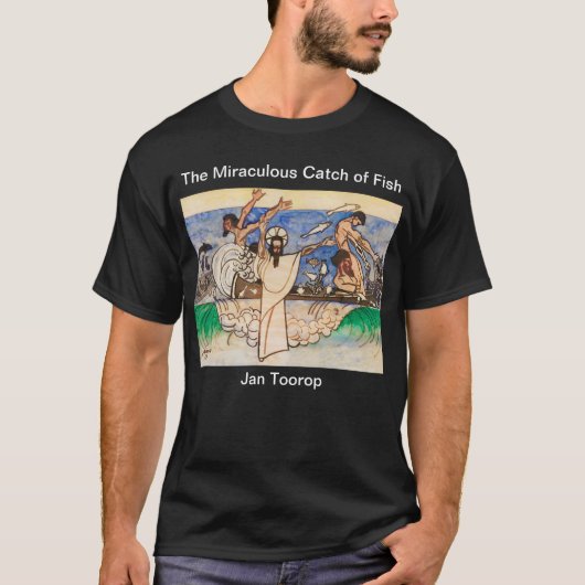 魚の奇跡的なキャッチJan Toorop Tシャツ (正面)