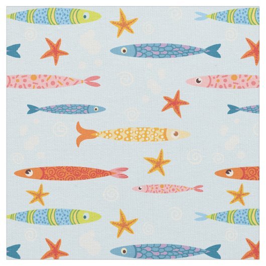 魚の学校おもしろい ファブリック (クローズアップ)