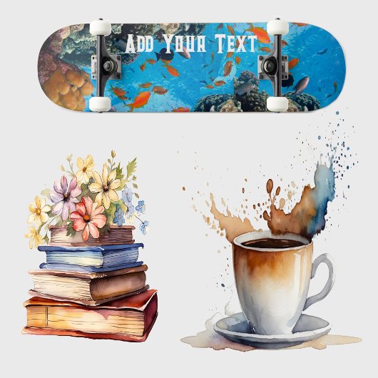 魚の学校コーラルリーフブルーシートロピカル海 スケートボード