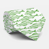 魚の学校 – アボカドグリーンon白 ネクタイ (ロール)