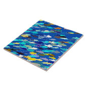 魚の学校,ダークブルー,白とターコイズ タイル (側面)