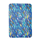 魚の学校,ダークブルー,白とターコイズ バスマット (正面縦)