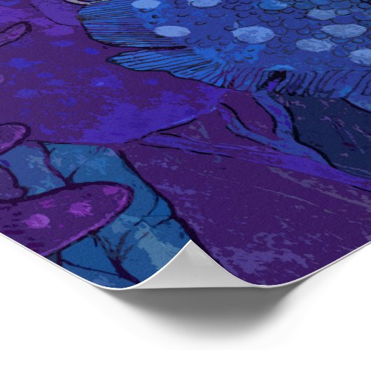 魚の家族、水中海動物芸術海軍ブルー ポスター (角)