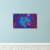 魚の家族，水中，青と紫 キャンバスプリント (インサイチュ (ウッドフロア))