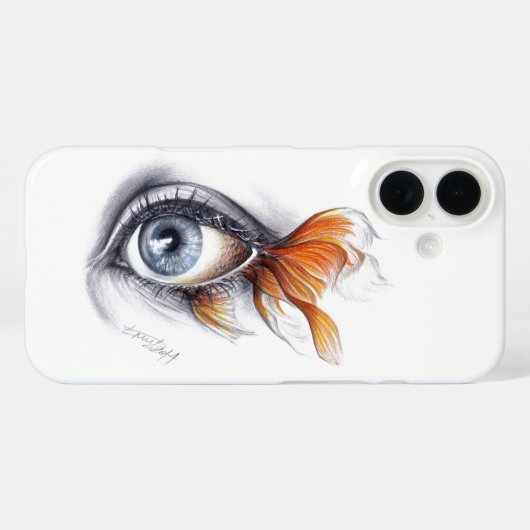 魚の尾と目のシュールスケッチアート Case-Mate iPhoneケース (裏面 (横))