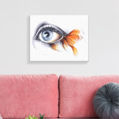 魚の尾を持つ目 超現実主義の描画アート キャンバスプリント (インサイチュ (リビング))