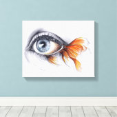 魚の尾を持つ目 超現実主義の描画アート キャンバスプリント (インサイチュ (ウッドフロア))