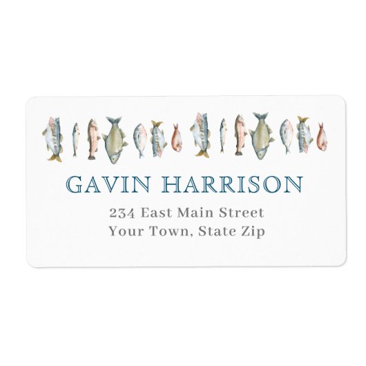 魚の差出人住所ラベル ラベル (正面)