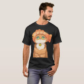 魚の帽子をかぶったかわいい猫 Tシャツ (正面フル)