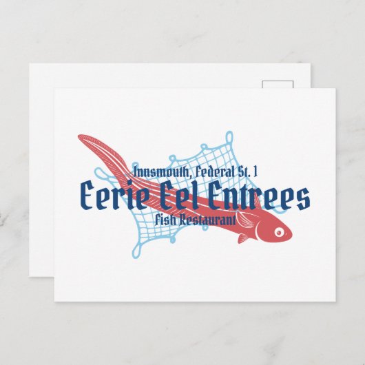 魚の店を覗くウナギのエリー ポストカード (正面/裏面)