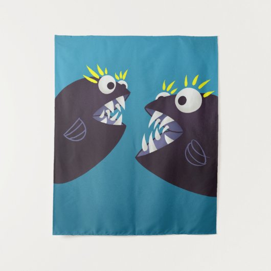 魚の怪おもしろい物が子どもたちを話す タペストリー (正面)
