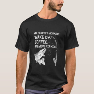 魚の恋人の朝のルーチン目覚めコーヒーサーモンF Tシャツ