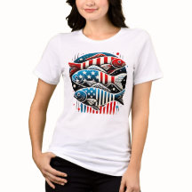 魚の愛国的なトリオ – 赤、白、青の芸術柱