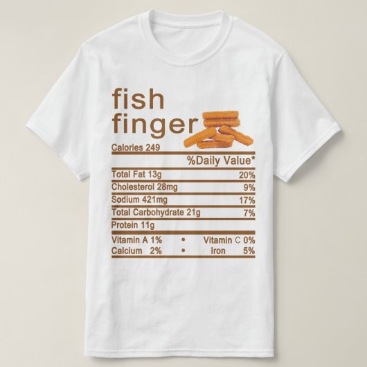 魚の指の栄養情報ラベル Tシャツ (デザイン正面)