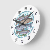 魚の振戦魚釣り ラウンド壁時計 (傾斜)