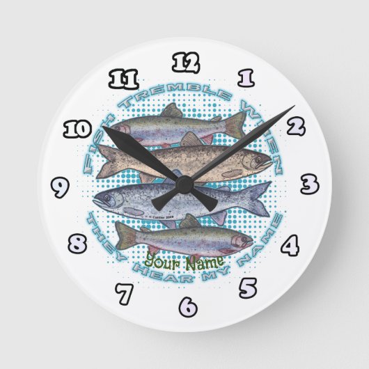 魚の振戦魚釣り ラウンド壁時計 (正面)