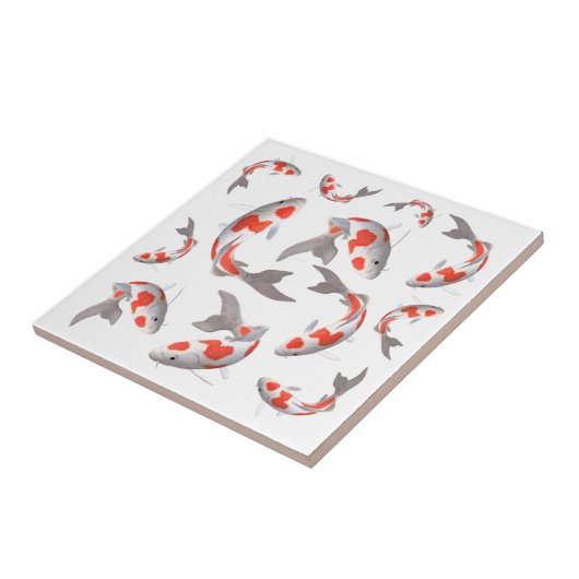 魚の日本のコイオレンジと白アジアスタイル タイル (側面)