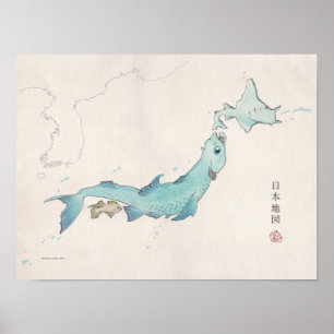 魚の日本地図(無標号) ポスター