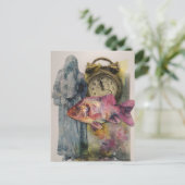 魚の時計人のコラージュ ポストカード (スタンド正面)