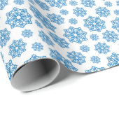 魚の柄の白の青い雪はかりで測片 ラッピングペーパー (ロールコーナー)
