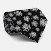 魚の柄の黒の白い雪はかりで測片 ネクタイ (ロール)