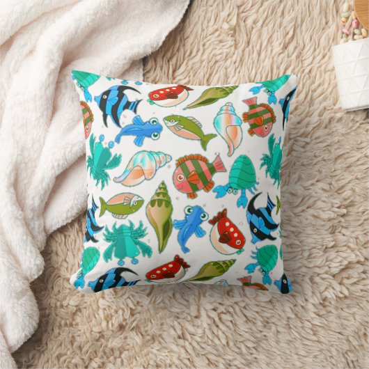 魚の柄 クッション (ブランケット)