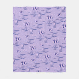 魚の柄 フリースブランケット
