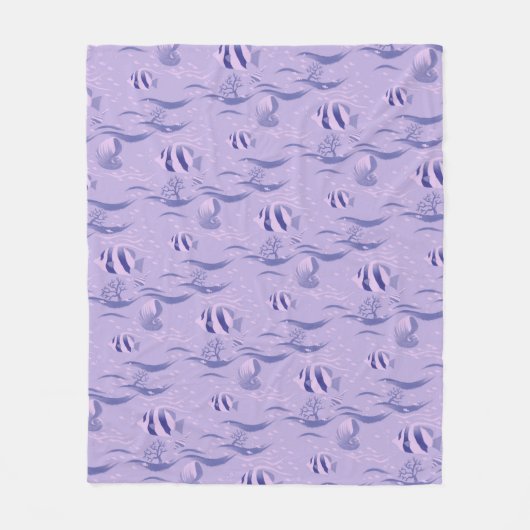 魚の柄 フリースブランケット (正面)