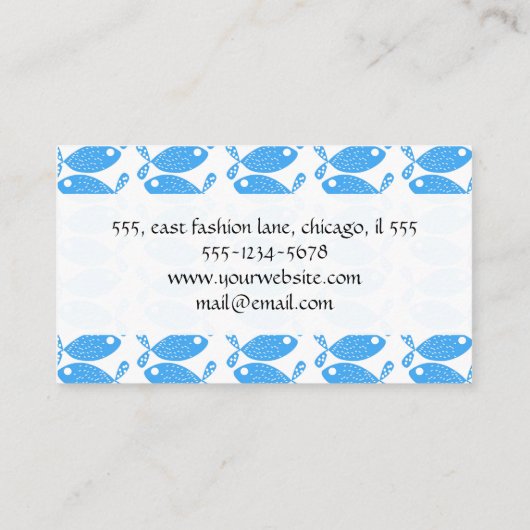 魚の柄，青い魚，魚屋，水族館 名刺 (裏面)