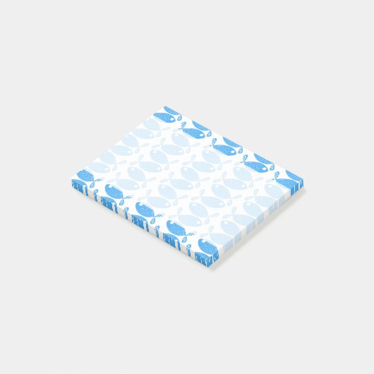 魚の柄、魚の柄、青い魚 ポストイット (アングル)