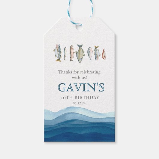 魚の歓迎サイン、魚の歓迎ポスター ギフトタグ (正面)