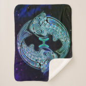 魚の毛布を〔占星術の〕十二宮図する シェルパブランケット (正面)