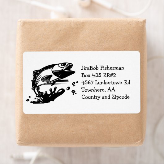 魚の水の外 – マスまたはベースのジャンプ魚釣り ラベル (インサイチュ)