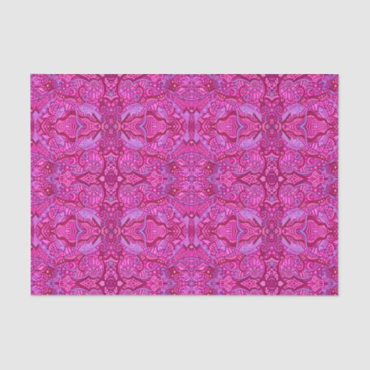 魚の水中ボヘミアンアラベスクパターンマゼンタ 薄葉紙 (正面)